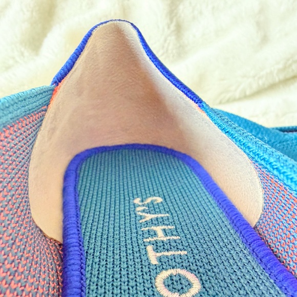 Rothy's The Point Knit Flats - Teal Neon Line Stripe - Retired - Rare - Size 10 - Picture 9 of 16